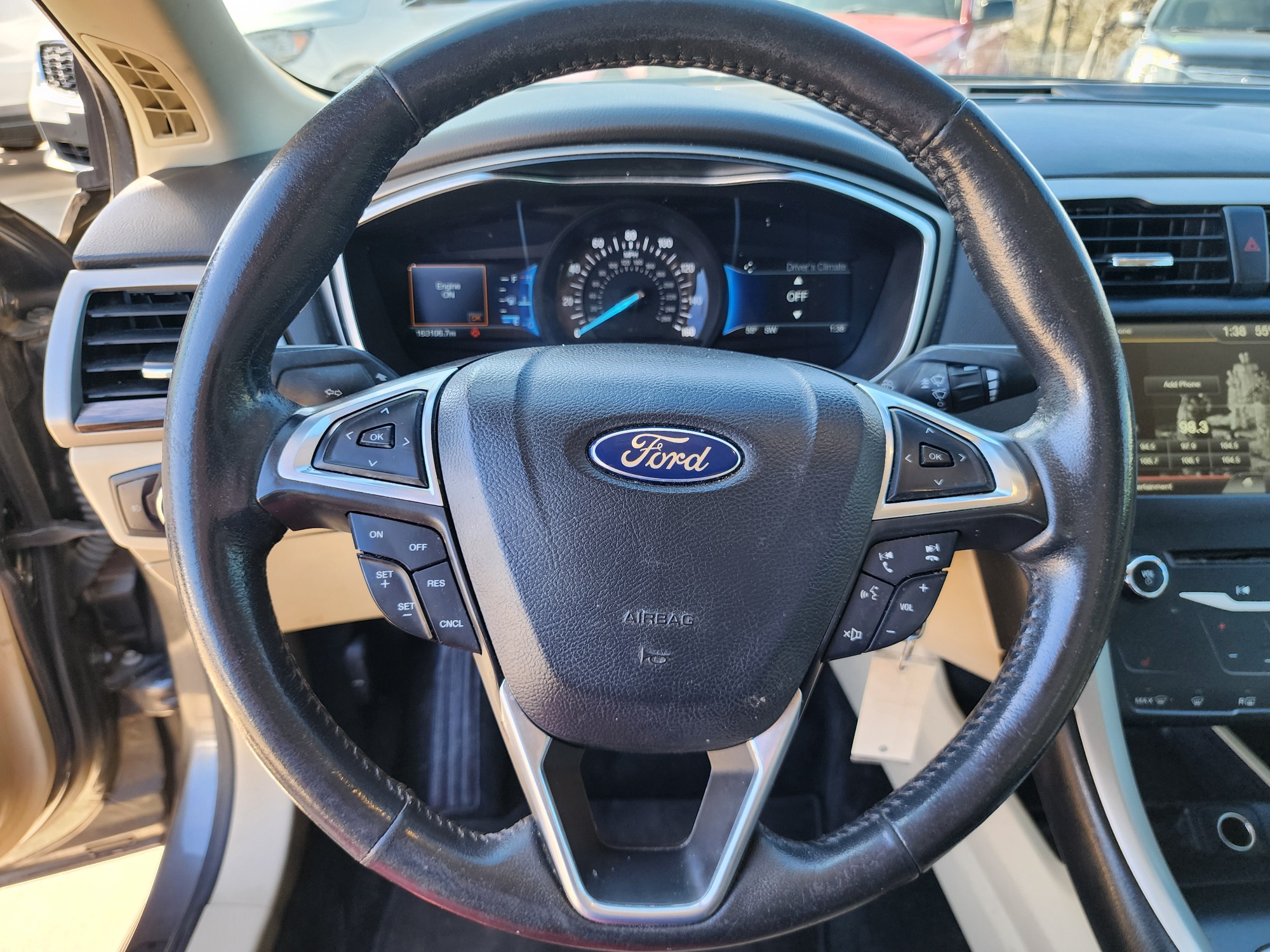 2015 GRAY /BEIGE Ford Fusion SE (3FA6P0HD4FR) with an 1.5L L4 DOHC 16V engine, AUTO transmission, located at 2660 S.Garland Avenue	, Garland, TX, 75041, (469) 298-3118, 32.885387, -96.656776 - Photo #12